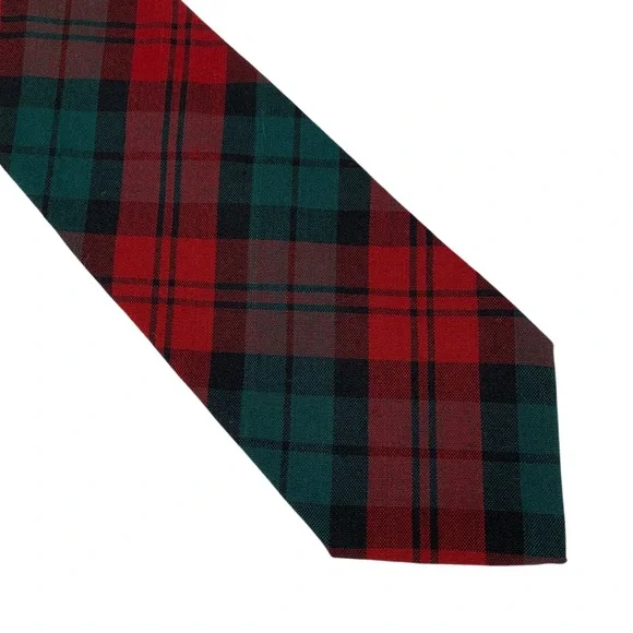 🇺🇸 Pendleton Red & Green Plaid 100% Wool Tie - Picture 2 of 6